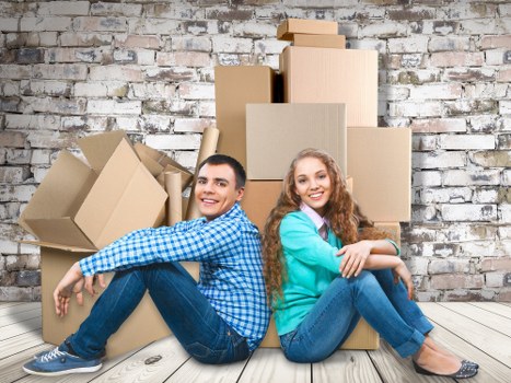 Moving van and removals team in Waterloo residential street