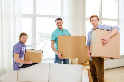 Packed boxes and furniture ready for removals in Waterloo