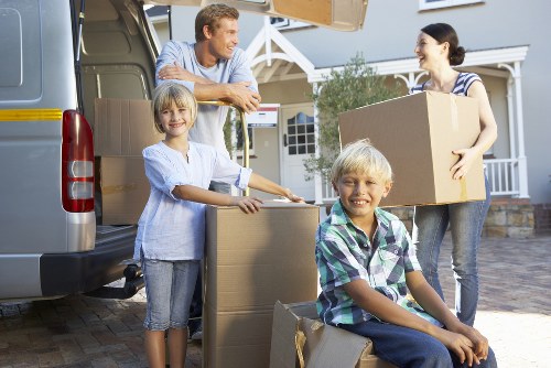Boxes and household items prepared for a local Waterloo move