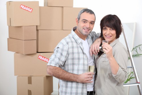 Boxes and furniture being loaded into a removal van in Waterloo